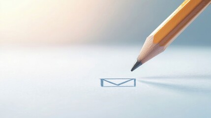 Pencil with Checkmark Hand holding a pencil marking a checkbox on a to do list, close up shot with natural light, suitable for a productivity or goal setting theme