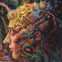 Fototapeta premium Conceptual Illustration of Somatic Symptom and Related Disorders. Depicting Psychological Distress Manifesting as Physical Symptoms. Somatic Symptom Disorder. Physical Pain and Emotional Distress