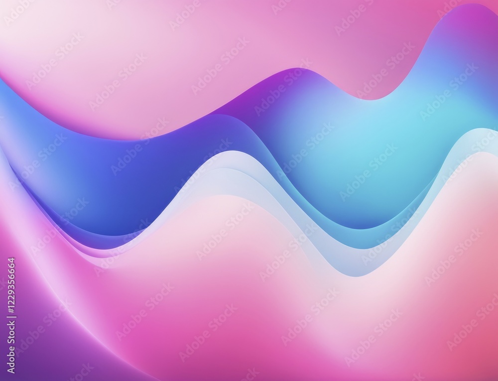 Poster abstract wavy design with pink and blue gradients creating a smooth and flowing look, ai generated