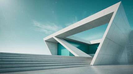 Obraz premium Futuristic Concrete Structure with Geometric Architecture and Angular Design