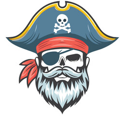 Hand-Drawn Pirate Logo Vector Design for Adventure, Fantasy Brands, and Nautical Themed Businesses