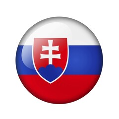 Obraz premium The Slovakia flag. Round glossy icon. Isolated on white background