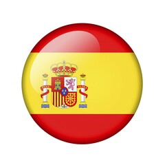 Obraz premium The Spanish flag. Round glossy icon. Isolated on white background
