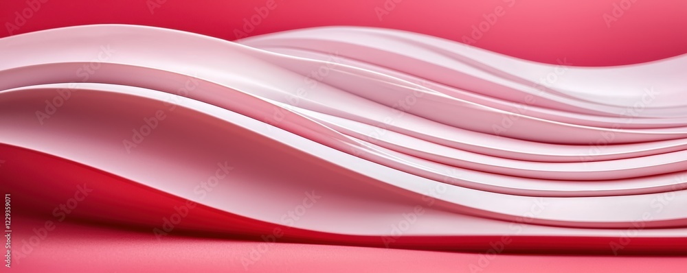 Poster abstract wavy lines on a soft red gradient, offering a minimal and elegant backdrop for contemporary