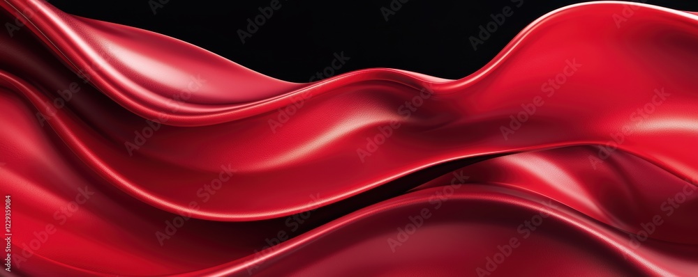Aufkleber abstract red light trails with soft gradients and highlights, forming elegant waves over a deep blac