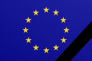 The European Union Flag in mourning style. Illustration