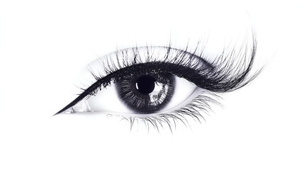 pencil sketch of female eye with long eye lashes against isolated background.ai
