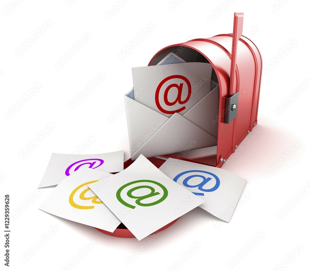 Poster email concept with mailbox, this is a computer generated and 3d rendered picture
