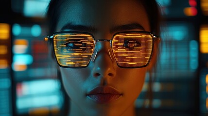 Processing stock market data with robo technology in a digital lab environment futuristic concept