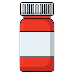Medicine clip art, medicine bottle flat icon vector illustration, medication and medicaments treatment clip art, tablets and vitamins bottle clipart, medicine pills glass jar