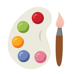Painting clip art, paint color palette and paint brush vector illustration, colorful color palette icon flat design, paint brush clip art, paint palette clip art