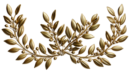 golden olive crown isolated on transparent background