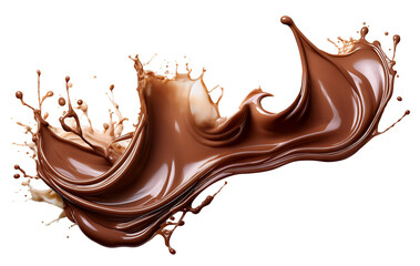A large chocolate splatter, cut out. Flowing and dripping chocolate with clipping path.