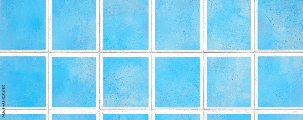 Poster distressed white grid pattern on a soothing blue background, creating a simple yet dynamic visual fo