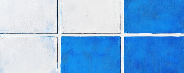 Distressed white grid pattern on a soothing blue background, creating a simple yet dynamic visual for modern designs