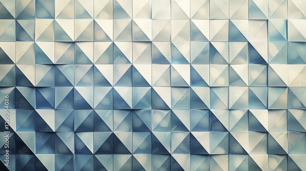 Poster calm and soft pastel blue 3d geometric triangular pattern with a symmetric design, ai generated, ai 