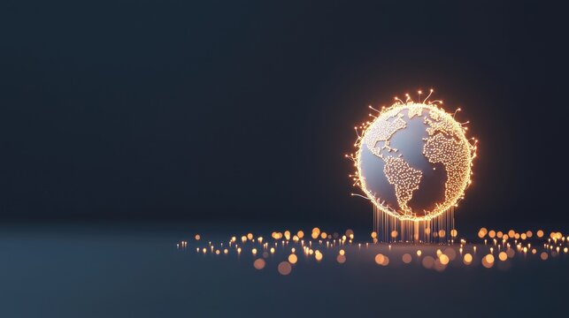 Global Handshake Icon 3D rendered handshake icon with a globe in the background, symbolizes global business and trade