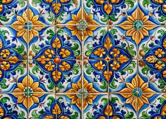 Fototapeta premium A generative AI-created, wide-format Dutch tile pattern background features an abstract geometric ceramic tile design texture.