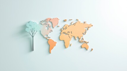 Obraz premium Global World Map Flat world map with colorful country borders, suitable for educational or travel related visuals