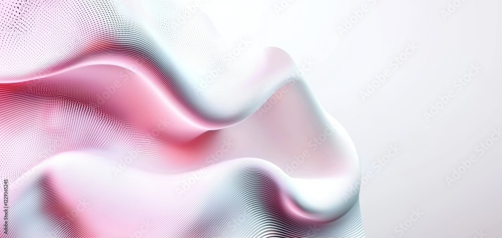 Poster flowing pastel gradient with abstract shapes, combining curves, dots, and soft tones for a stylish a