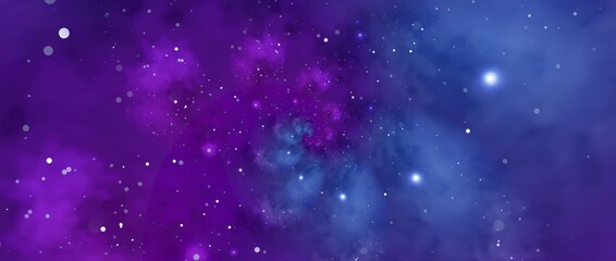 Starry background with blue and violet nebula. Concept for space, astronomy, galaxy, universe