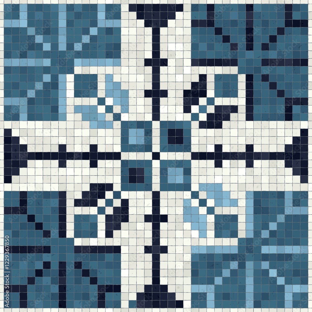 Poster mosaic tiles background, seamless vector pattern