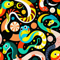 Snake . Pattern with oil paint for printing on wall decorations, wallpapers, covers