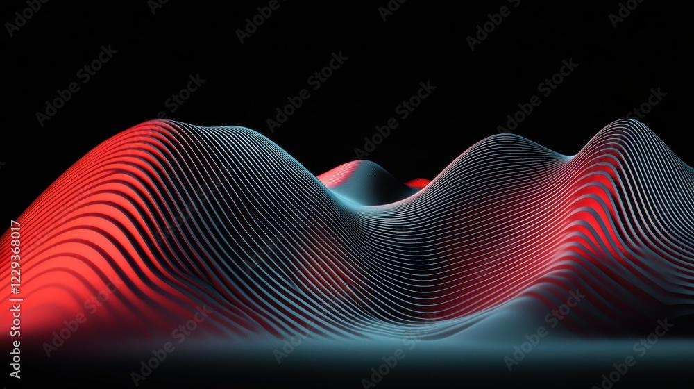 Poster abstract red gradient with soft curving lines, perfect for creating dynamic yet minimal backgrounds 