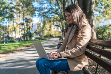 Daily life and routine of young businesswoman. Young business women working out of office building. Office worker female professional occupation expert outdoor.