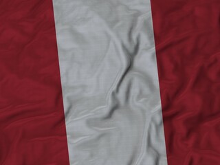 Closeup of Ruffled Peru flag, Fabric Ruffled Flag Background