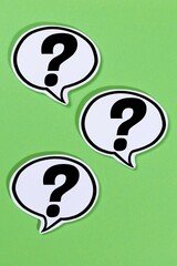 Question mark as a symbol for question Questions Help Problem Information Support in speech bubbles Communication Concept Talking