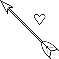 Arrow with love-themed embellishments line art vector