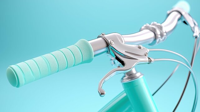 Stylish bike handlebar with turquoise grip.