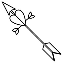 Arrow with love-themed embellishments line art vector