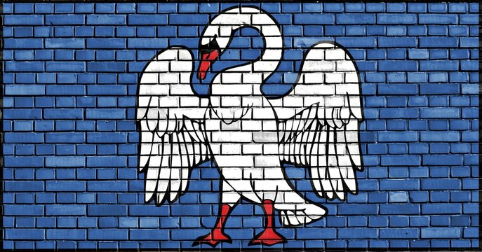 Flag of Jonava painted on brick wall