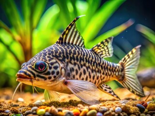Fototapeta premium High-resolution close-up of peppered Corydoras catfish, showcasing intricate details.