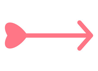 Arrow with heart icon. Pink Colored love element in flat style. Simple graphic illustration. Isolated object on a white background