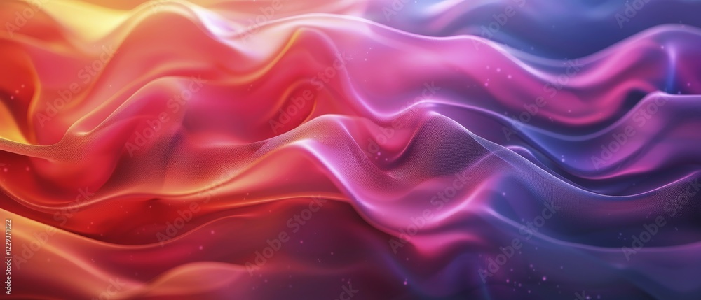 Poster abstract scene with flowing fabric in vibrant colors and smooth textures, creating a dynamic motion 