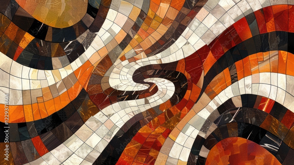 Poster this abstract digital artwork showcases complex patterns and vibrant colors, creating a dynamic and 