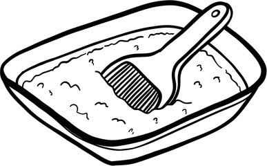 Pet shop. Cat essential. Hand drawn vector isolated. Litter