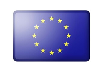 The European Union Flag. Rectangular matte icon. Isolated on white background