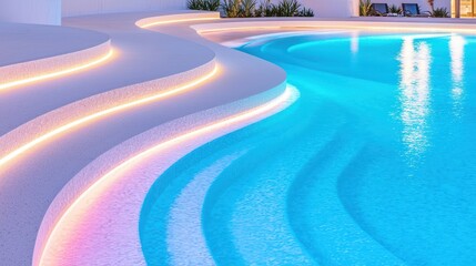Hotel Resort Pool Night view of a hotel pool, lit up with colorful lights