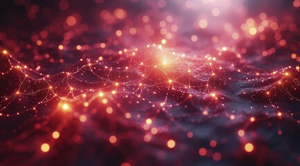 Red glowing abstract network with intricate connections suggesting dynamic energy, ai generated, AI generated