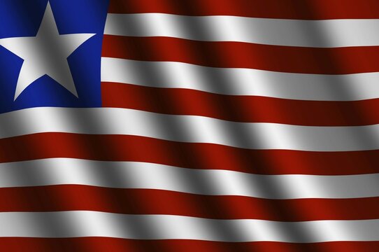 The Liberian flag flying in the wind