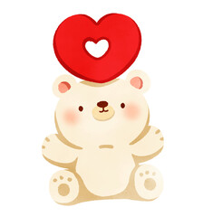 Happy polar bear with valentines day