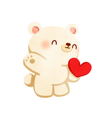 Fototapeta premium Happy polar bear with valentines day