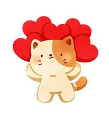 Obraz premium Happy cat with valentines day