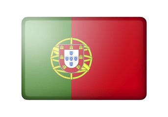 The Portuguese flag. Rectangular matte icon. Isolated on white background