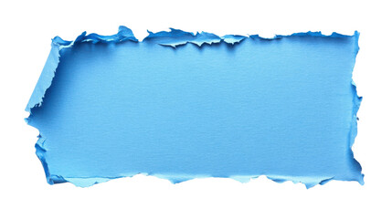 Obraz premium Horizontal light blue torn paper piece with transparent background. Transparent background