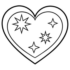 Astral Love Starry Heart Outline Vector